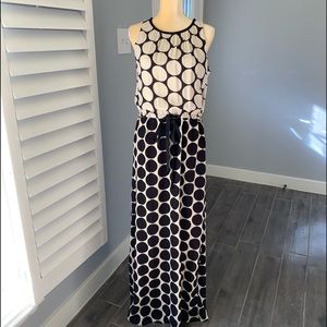 LOFT POLKA DOTS SLEEVELESS MAXI DRESS SIZE 10